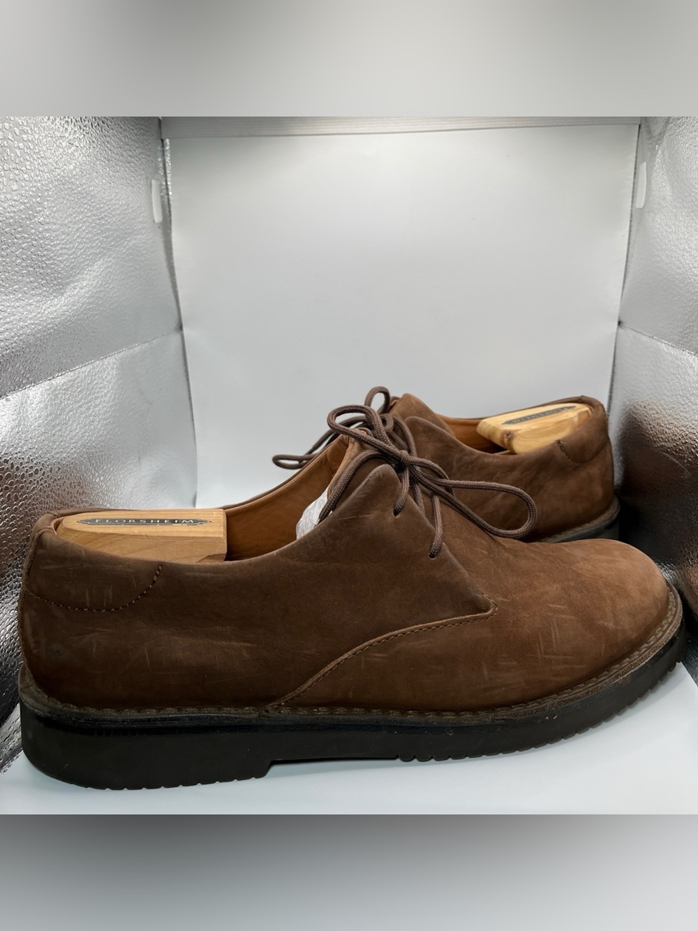 1803 Leather Derby Shoes Men's EU 45 Brown Nubuck Casual Lug Sole Portugal EUC